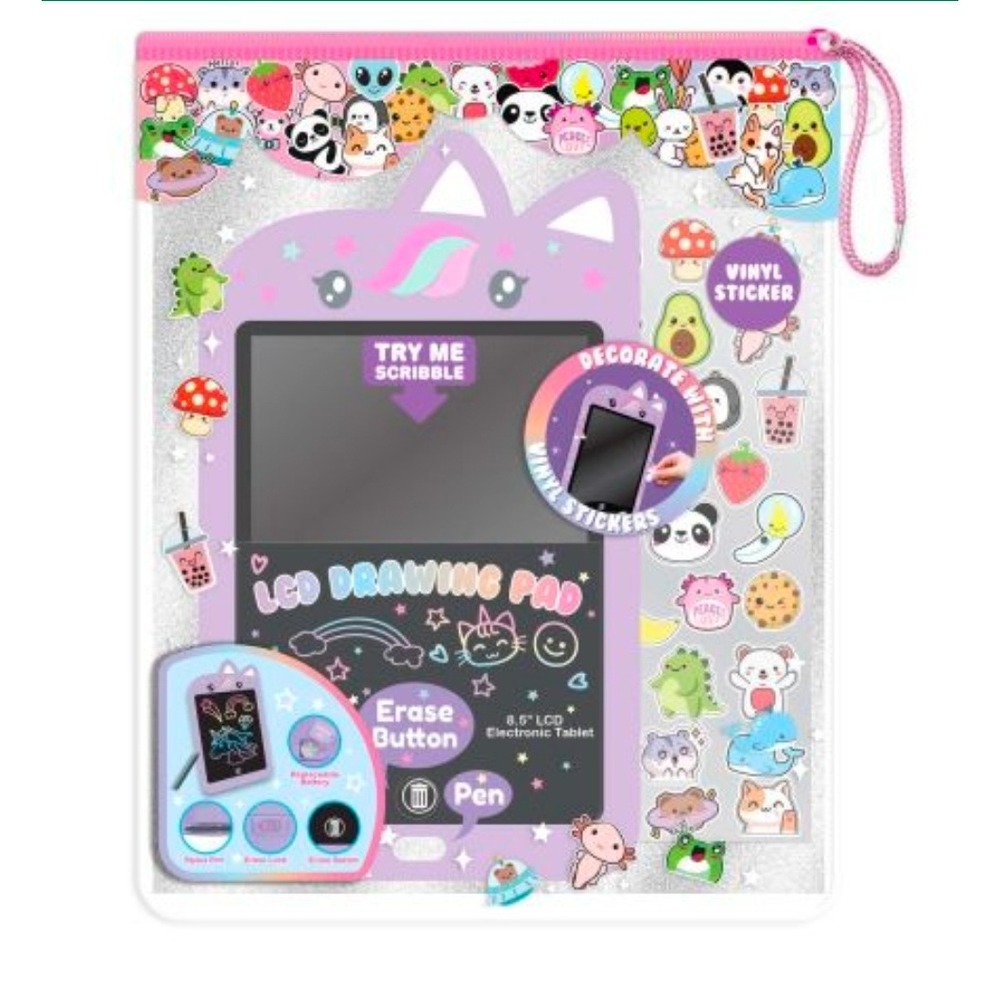 LCD Drawing Pad Kids Fun Stickers Purple Unicorn Colorful Birthday Present Gift